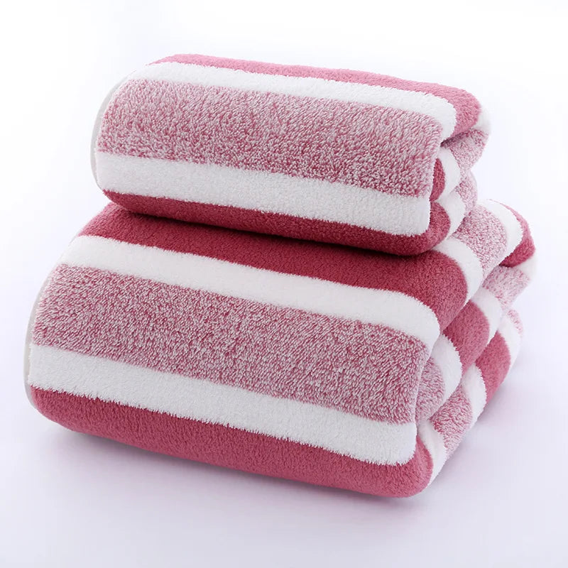 Juego de toallas a rayas de secado rápido para experiencia de baño suave y absorbente Toalla de baño o toalla de mano