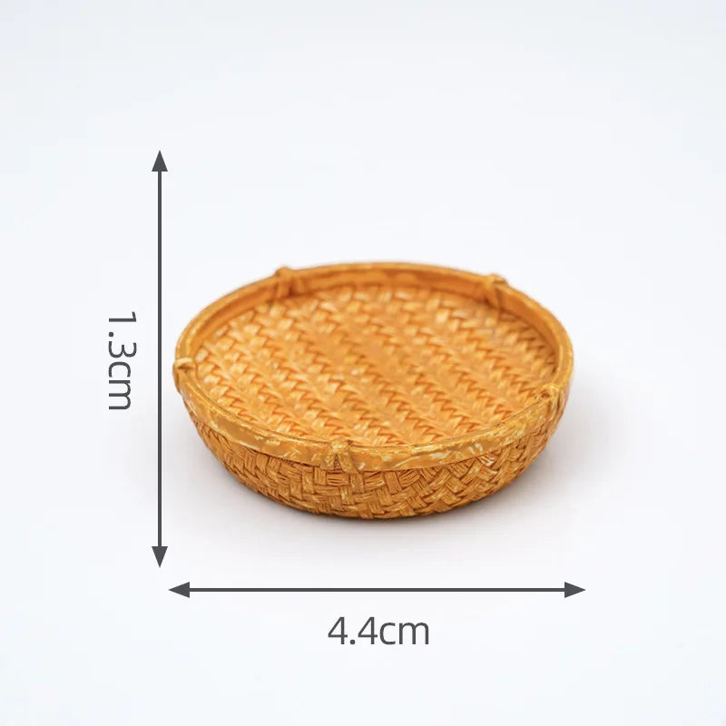 Cesta de Mimbre en Miniatura para Casa de Muñecas 1/12, Modelo de Cesta de Pan y Frutas, Accesorios para Escena de Cocina, Regalo para Niños