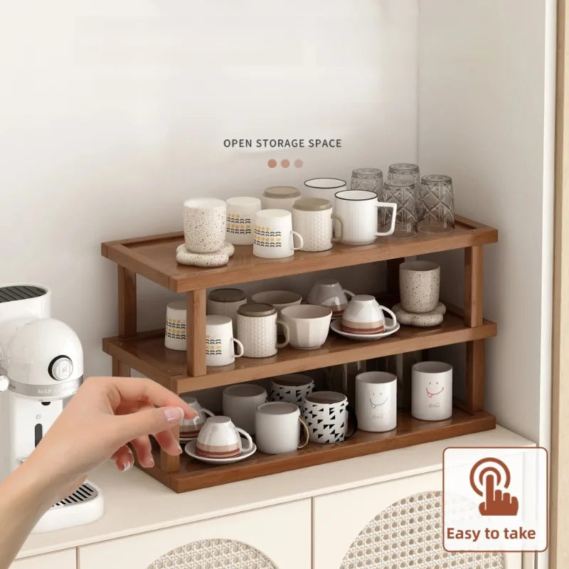Estante de almacenamiento de escritorio de doble capa, organizador de encimera, portavasos Simple para organización de mesa de comedor y cocina