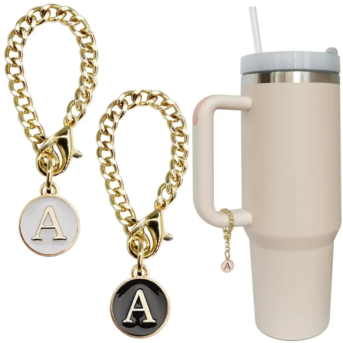 Accesorios de amuleto de letra de A-Z para taza Stanley, identificación de nombre inicial, mango personalizado, accesorios para vaso Stanley, 1 ud.
