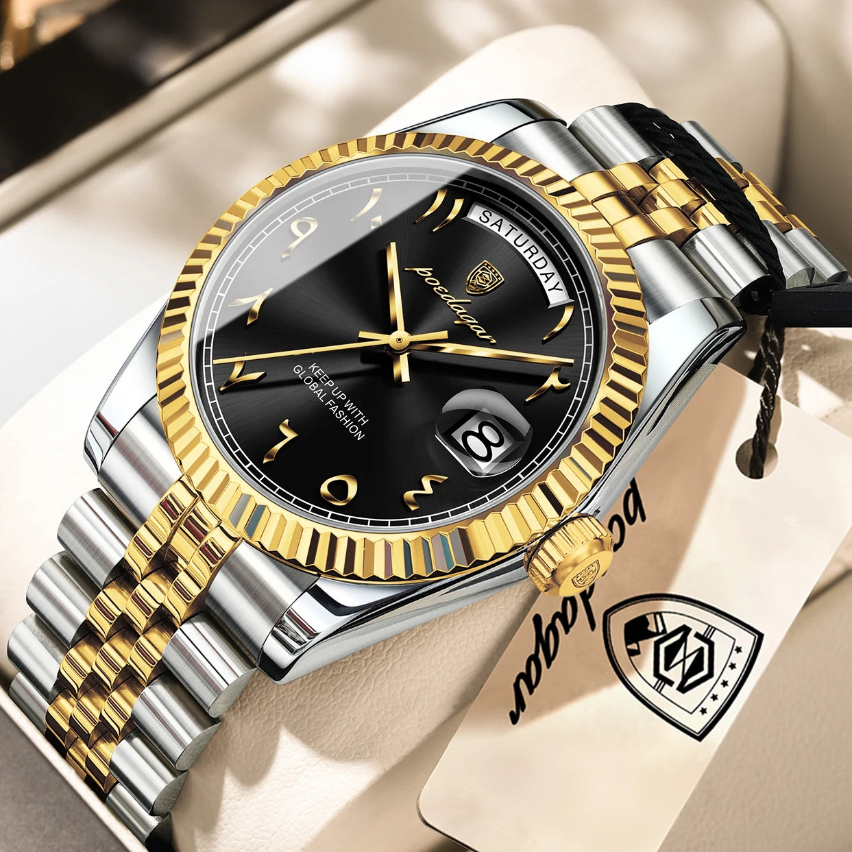 Reloj de Pulsera para Hombre de la Marca POEDAGAR, a la Moda, Resistente al Agua, con Fecha y Día de la Semana, Reloj de Negocios para Hombre, de Acero Inoxidable, de Alta Calidad, de Cuarzo