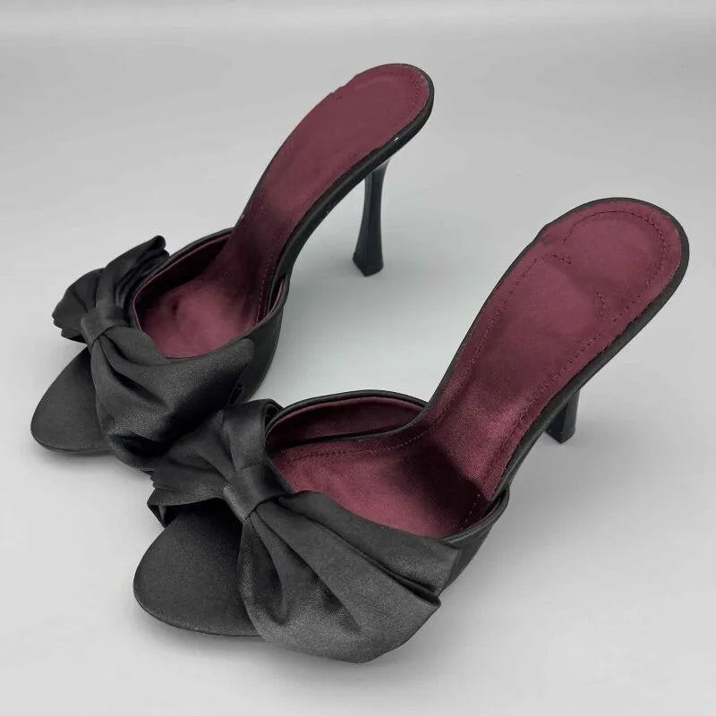 Sandalias de tacón alto con lazo estilo francés 2026Niche, nuevas sandalias de verano para mujer