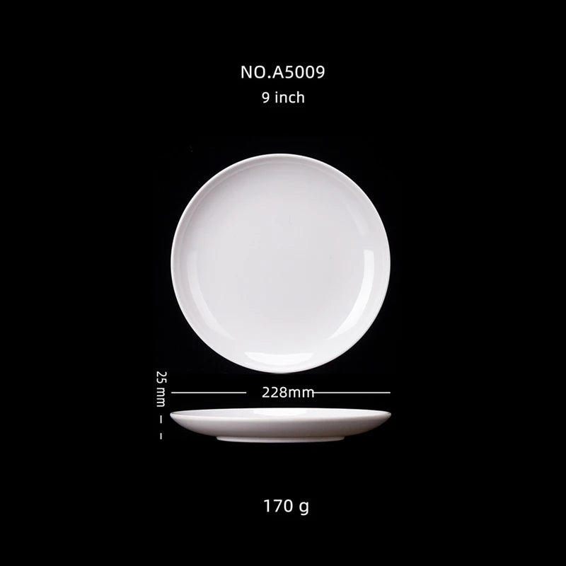 Platos redondos de melamina para Hotel, juegos de cena de 8-14 pulgadas, platos blancos de porcelana de imitación, bandeja para servir, vajilla hermosa, comida occidental