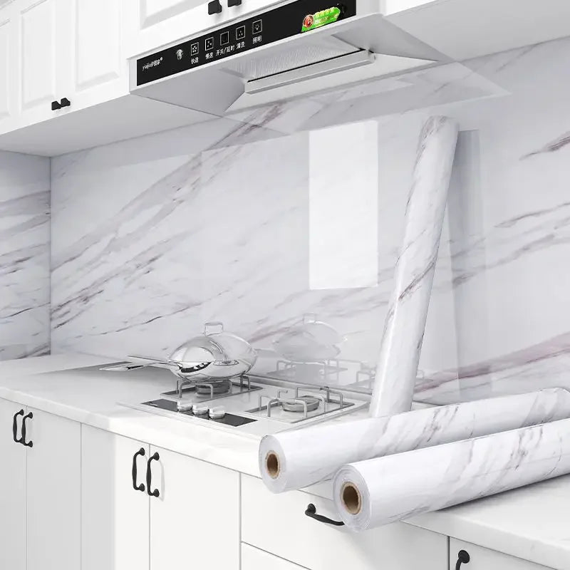Papel tapiz adhesivo de pared de 80cm de ancho, lámina impermeable a prueba de aceite, pegatina decorativa de mármol, papel decorativo para renovación de baño y cocina