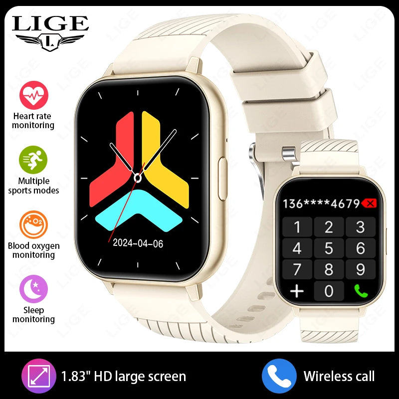 LIGE, nuevos relojes inteligentes con llamadas Bluetooth, reloj de pulsera para mujer, relojes deportivos para Fitness, reloj inteligente resistente al agua IP67 para iPhone, Android, iOS