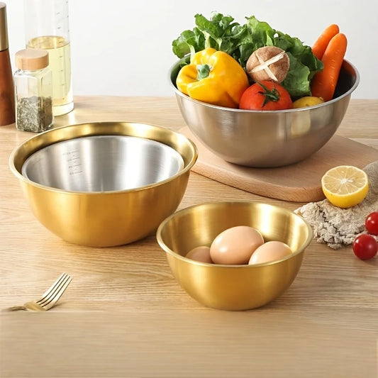 Juego de 3 Tazones para Mezclar de Acero Inoxidable, Tazón Grande para Ensalada, Tazón para Amasar, Accesorios de Cocina, Artículos para el Hogar