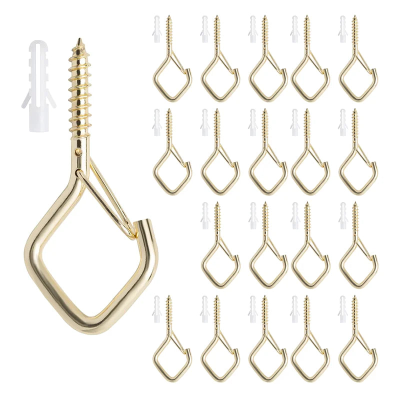 Q-ganchos de suspensión para exteriores, ganchos de tornillo para cadena de luces al aire libre, ganchos de tornillo con hebilla de seguridad, para plantas colgantes, 10/20 piezas