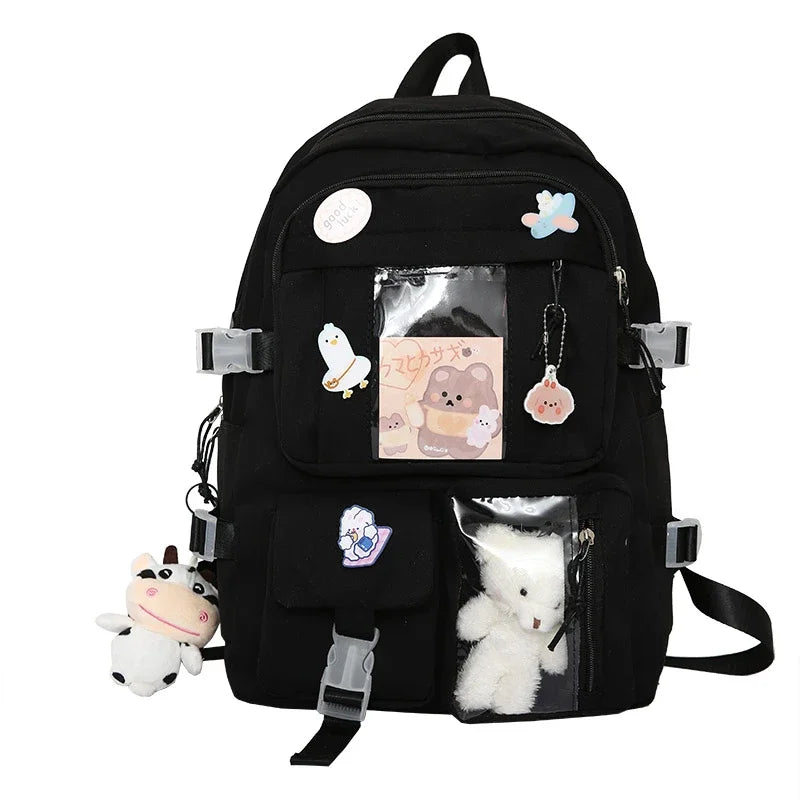 Bolsas populares de la mochila del estudiante de secundaria de las muchachas del color púrpura rosado sin ninguna versión accessoria