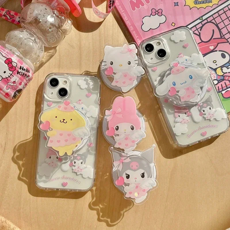 Sanrio Hello Kitty Melody Kuromi soporte magnético Magsafe funda de teléfono con carga inalámbrica para iPhone 16 15 14 13 12 11 Pro Max