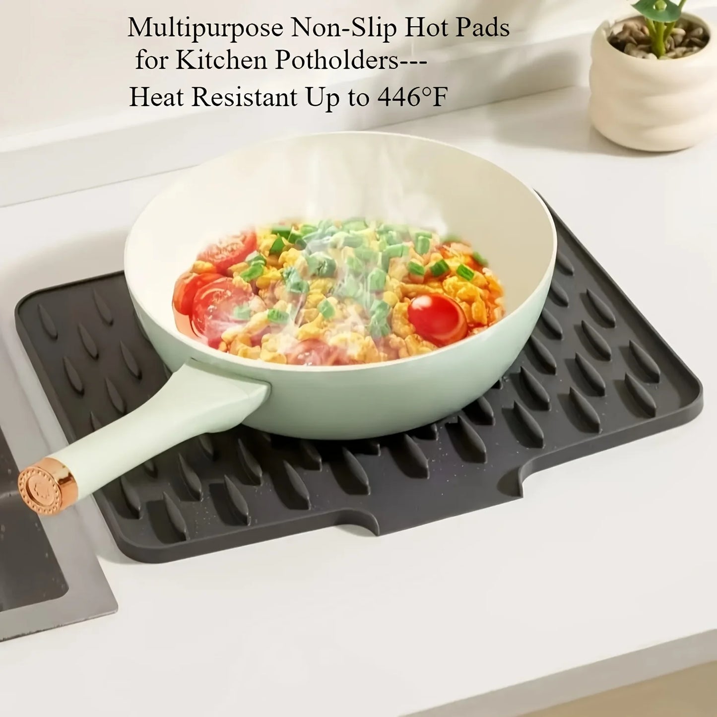 Estera de drenaje de silicona para cocina con diseño de drenaje incorporado, fácil de limpiar, adecuada para encimeras, fregaderos y refrigeradores