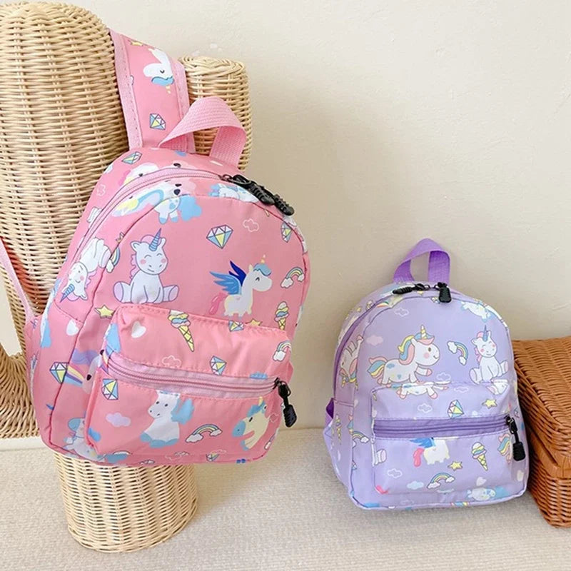 Mochila para niños con diseño de unicornio y dinosaurio de dibujos animados, bonita mochila escolar para guardería, bolsas impermeables para niños y niñas