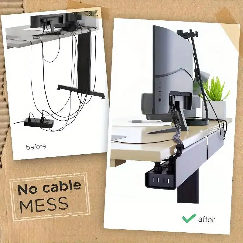 Nuevo Organizador de Cables de PVC para Debajo de la Mesa, 40 cm/15.75 Pulgadas, Sin Perforaciones, Organizador de Cables para Oficina, Fácil Instalación, Montaje en Pared