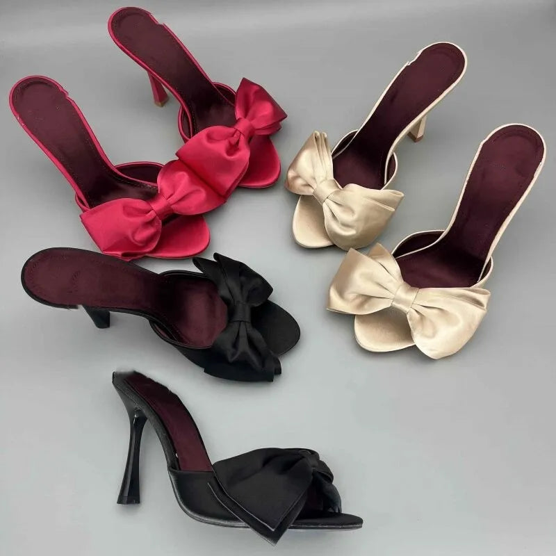 Sandalias de tacón alto con lazo estilo francés 2026Niche, nuevas sandalias de verano para mujer