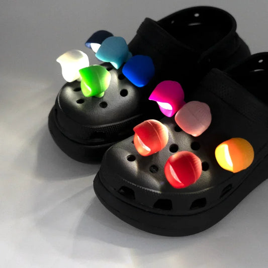 8 luces LED de PVC para zapatos, accesorios ideales para caminar de noche, acampar y pasear perros, luces para zapatos, 3 modos de iluminación