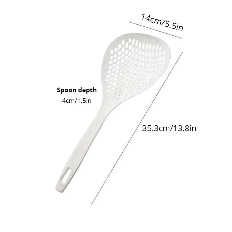 1 unids cuchara blanca de gran capacidad con soporte de alta temperatura colgado dumplings Red de fugas no fácil de deformar suministros de cocina