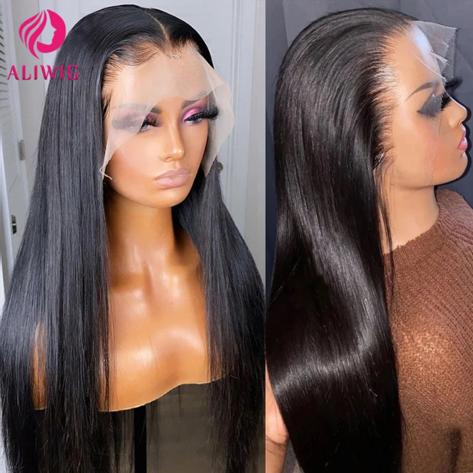 Peruvian Bone Straight Human Hair Wigs 13x4 Full Transparent Lace Frontal Wigs for Women Lace Front Human Hair Wigs Pre Plucked