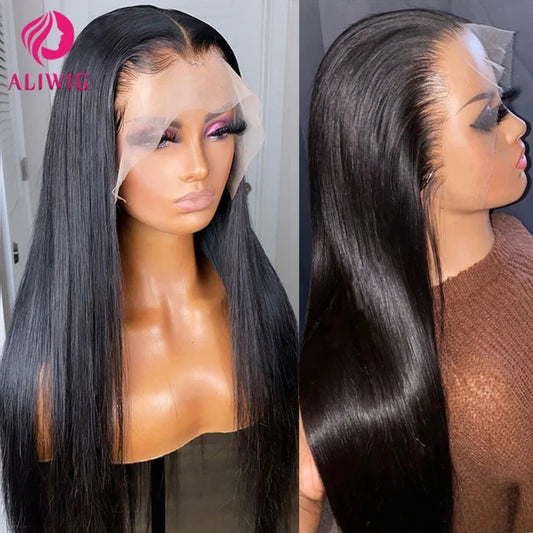 Peruvian Bone Straight Human Hair Wigs 13x4 Full Transparent Lace Frontal Wigs for Women Lace Front Human Hair Wigs Pre Plucked