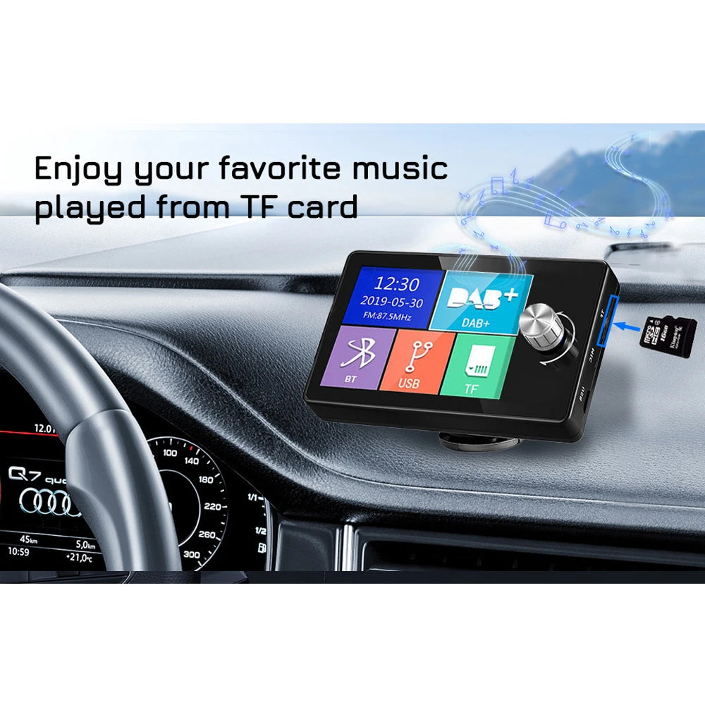 2.8inch Color Screen DAB/DAB+ Digital Broadcast Radio RDS Support FM Transmitter BT Music MP3 AUX Receiver