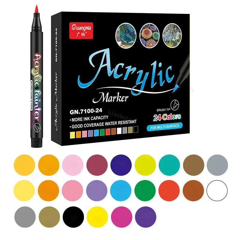 Rotuladores de pincel acrílico para tela, lienzo, piedra, Metal, cerámica, bolígrafo de pintura DIY, 12-60 colores