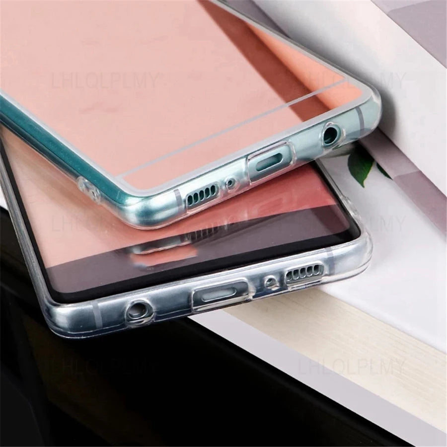Funda de silicona suave con espejo de maquillaje para Xiaomi 13 Redmi Note 12 Pro Plus 5G 12C 13C Poco M5S M6 X7 C75, funda de TPU