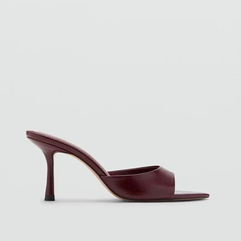 Sandalias de Tacón Alto para Mujer, Primavera-Verano 2026, Nuevas Sandalias Elegantes de Cuero Pintado, Sandalias de Tacón Alto para Uso en Exteriores