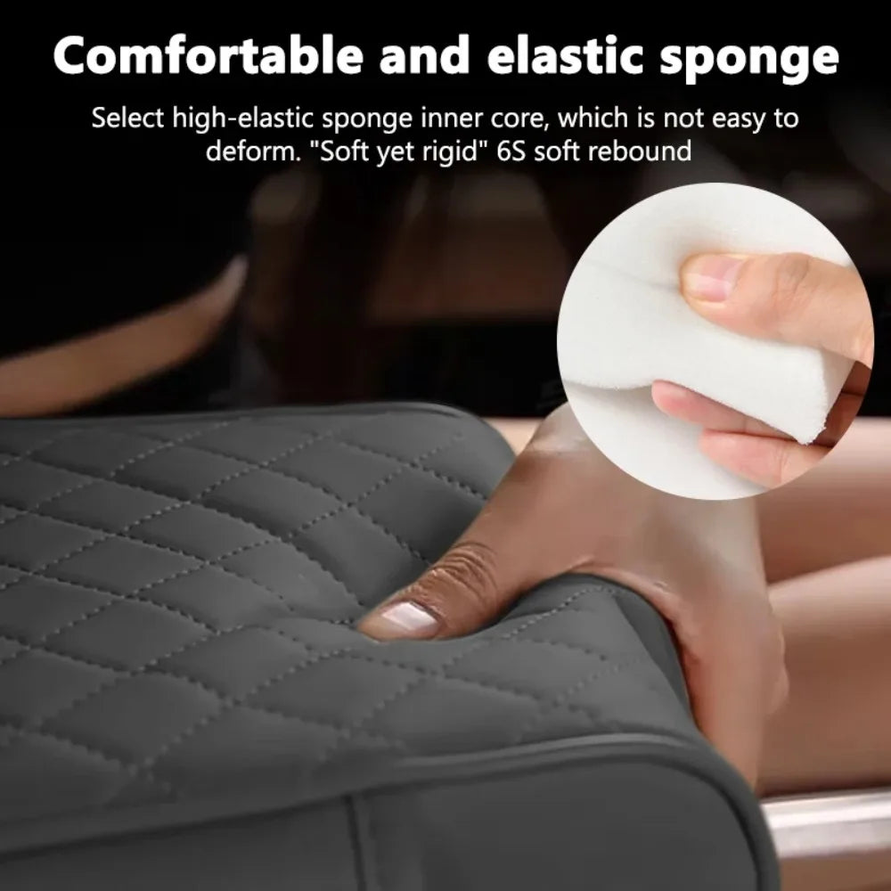 Cojín para reposabrazos de consola central de coche con 2 portavasos, almohadilla para reposabrazos de cuero PU, funda de almohada portátil para reposabrazos de coche, almohadilla de altura