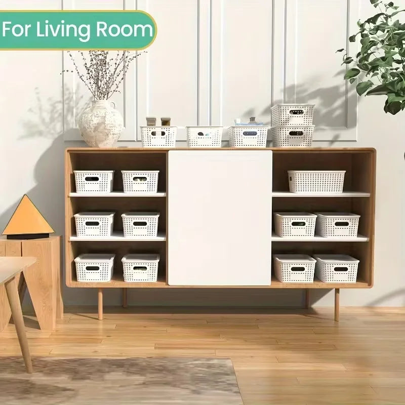6 cajas de almacenamiento apilables con tapas, contenedor de estante de almacenamiento que ahorra espacio, adecuado para el hogar, la oficina, el dormitorio perfecto para uso doméstico