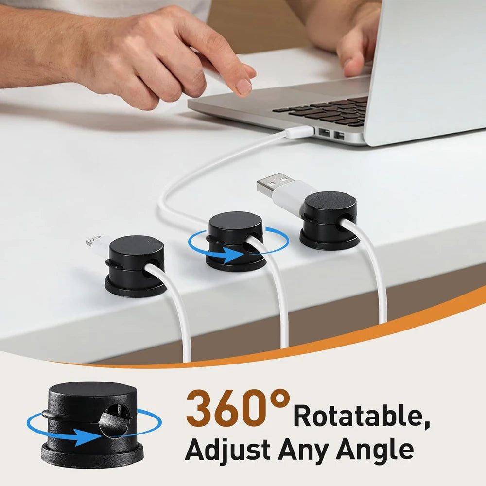 6 Clips Magnéticos para Cables, Organizador de Cables Ajustable, Soporte para Cables Debajo del Escritorio, Gestión de Cables