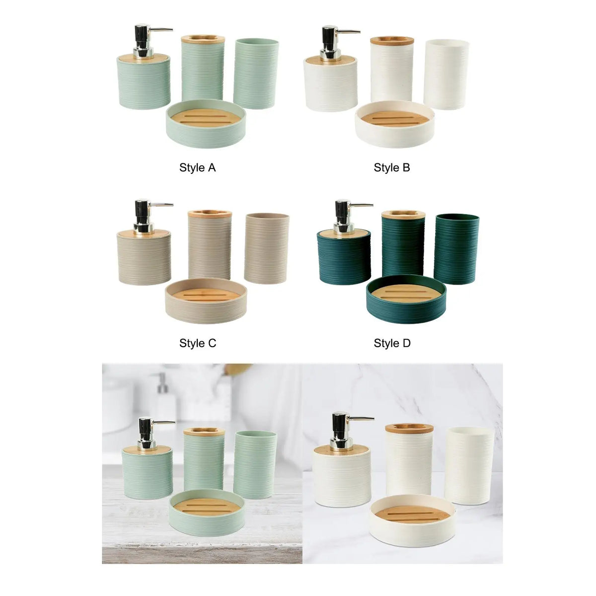 Suministros de baño de bambú para lavado de baño, estante de almacenamiento para el baño, juego de soporte para cepillos de dientes, taza para enjuague bucal, tocador, 4 Uds.