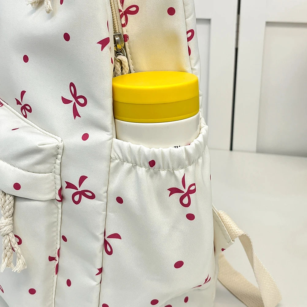 Mochila escolar universitaria con pajarita, 3 uds., con fiambrera, estuche para lápices, mochilas bonitas para niñas, conjunto de mochila escolar para chicas adolescentes