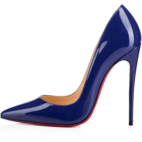 Zapatos de tacón alto sexis con punta estrecha de charol para mujer, tacones de aguja de talla grande, zapatos de tacón coloridos poco profundos y elegantes, zapatos de fiesta de diseñador de lujo