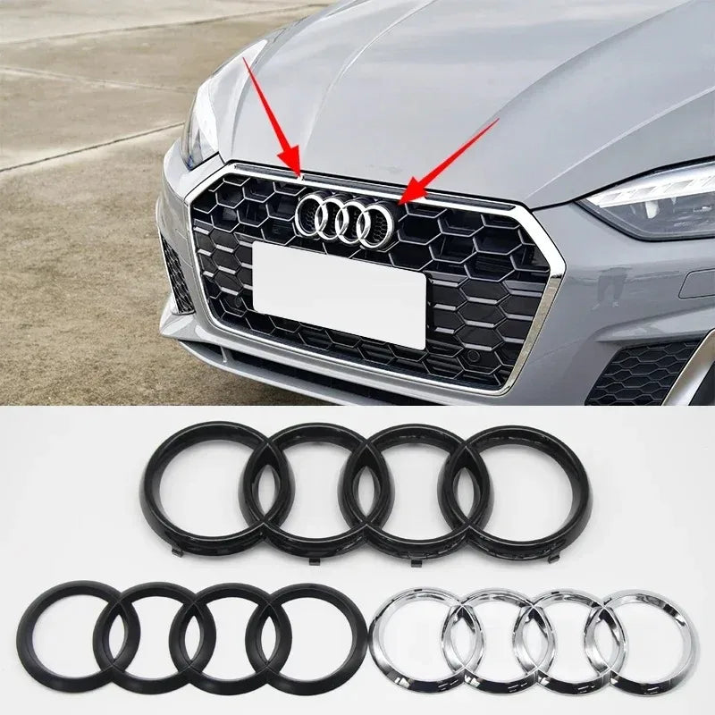 Emblema de 4 anillos con logotipo ABS para capó delantero y maletero trasero de coche para Audi A3 A4 A5 A6 A7 A1 Q2 Q3 Q5 Q7 Q8 TT Sline Quattro
