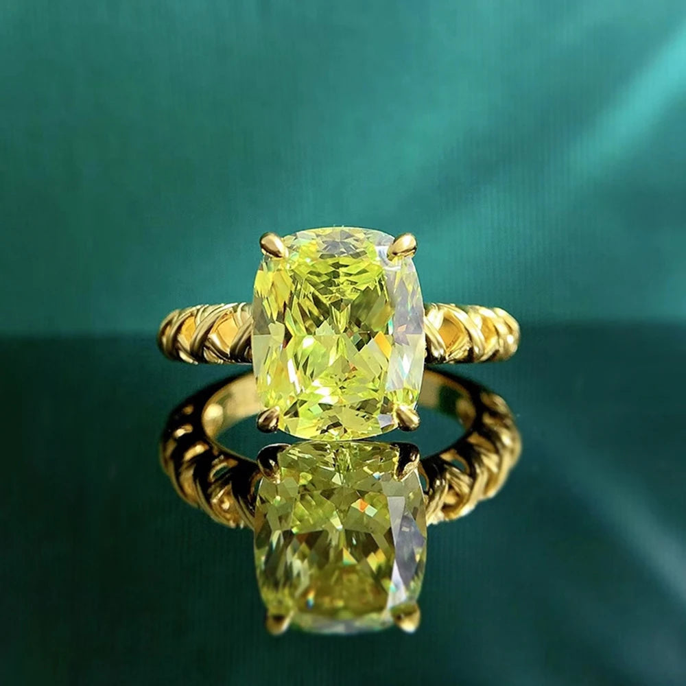 Wong Rain-Anillo de Plata de Ley 925 chapado en oro de 18K para mujer, anillo de joyería fina de boda con peridoto de 9x11MM, venta al por mayor