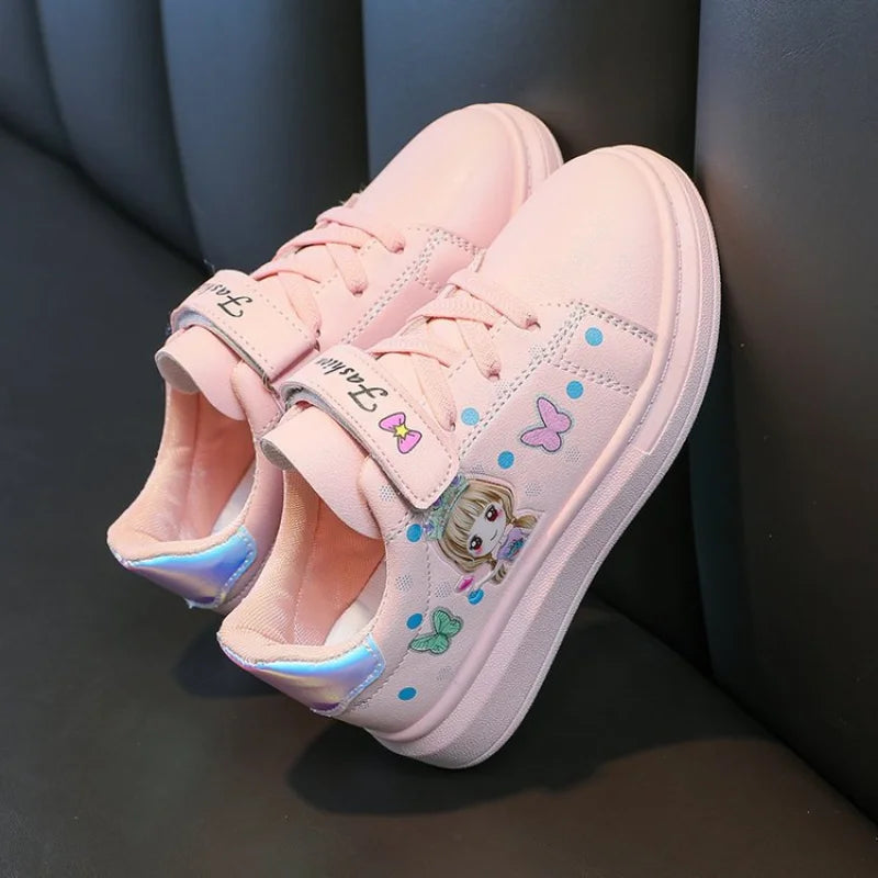 Zapatillas-zapatos informales para chico, zapatillas de deporte para niño, zapatos superiores de cuero para niña, zapatos blancos pequeños para niño, primavera 2023