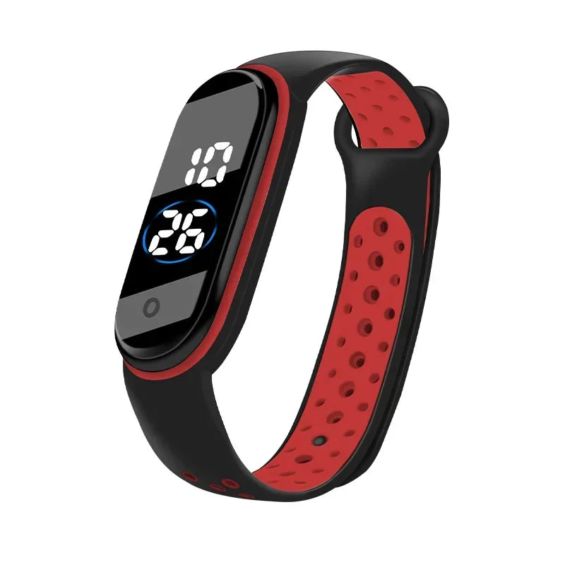 Reloj deportivo resistente al agua para niños, reloj Digital LED con pantalla táctil inteligente, correa de silicona de dos tonos, reloj para hombres y mujeres, reloj para estudiantes