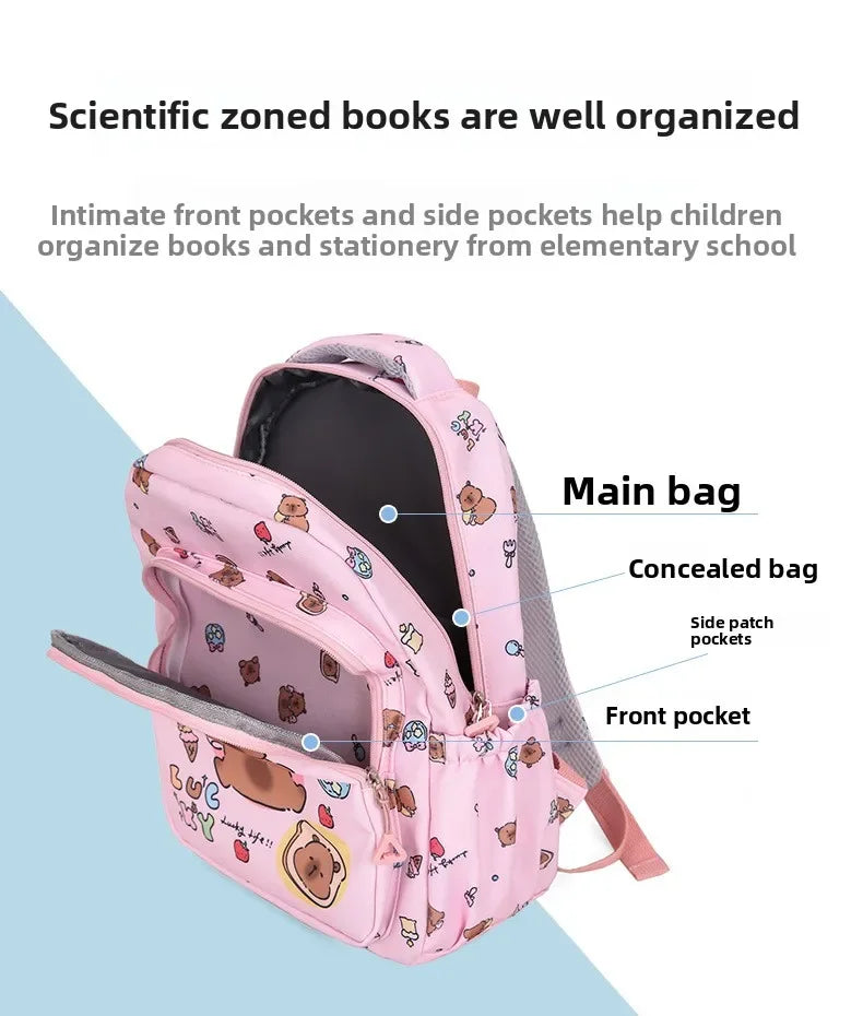 Mochila colorida Capybara 3 unids/set para mujer, mochilas escolares informales con bolsa de almuerzo, mochila para chica, niño, estudiante y adolescente