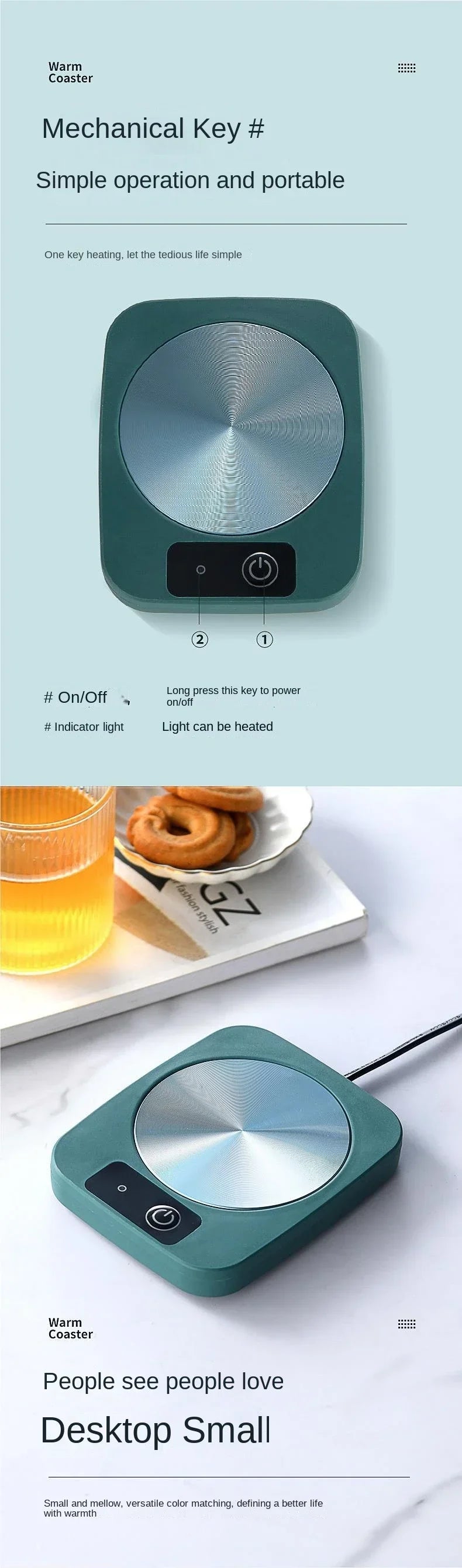 55 ℃   Posavasos Calefactor de Temperatura Constante, Calentamiento Uniforme, Compatible con Cualquier Forma de Taza, Inicio con un Clic, Apto para Café, Leche, Té, Enchufe Estadounidense
