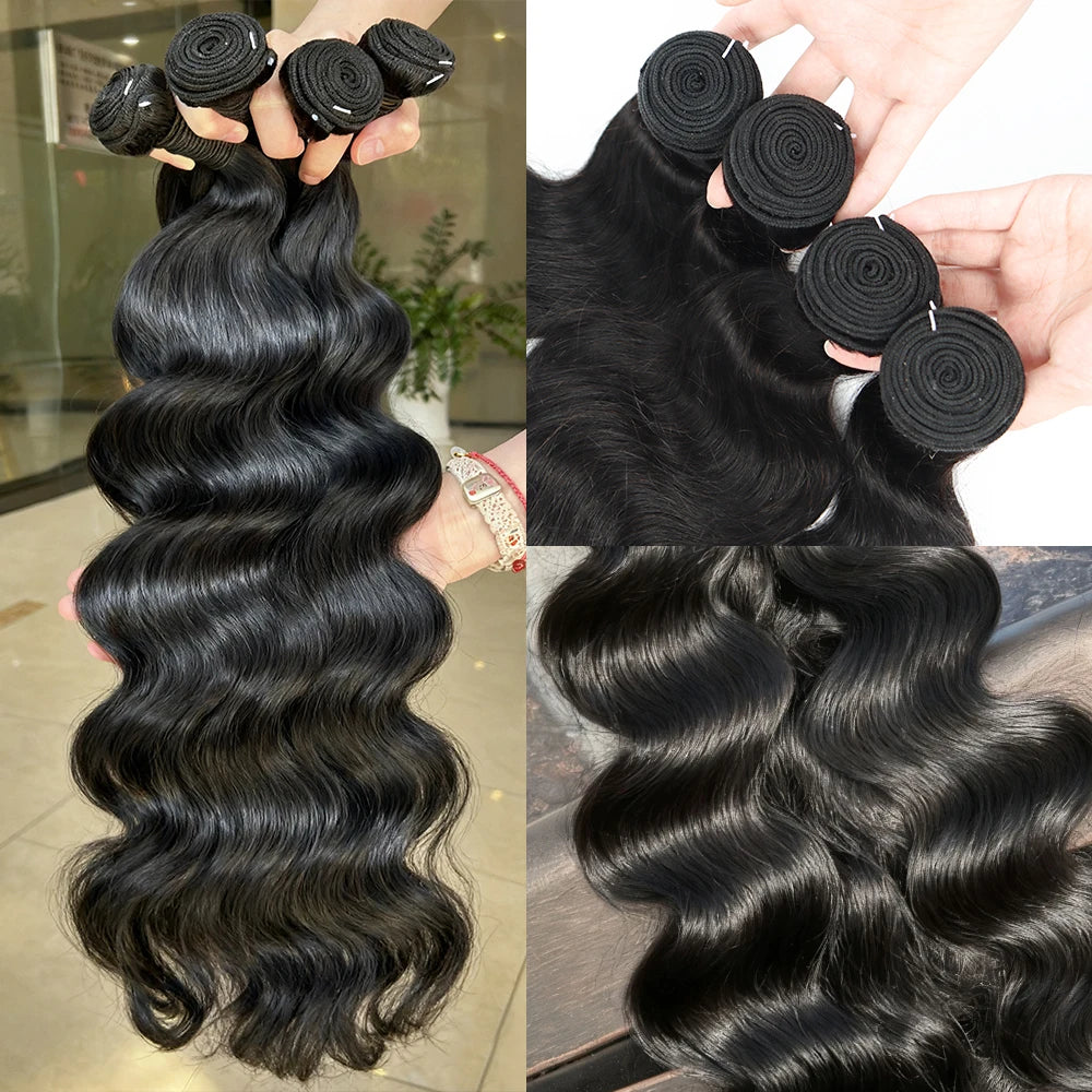 Paquetes de Cabello Humano Liso Natural de 30 y 40 Pulgadas, Extensiones de Cabello Virgen Negro Sin Procesar 14A de Alta Calidad