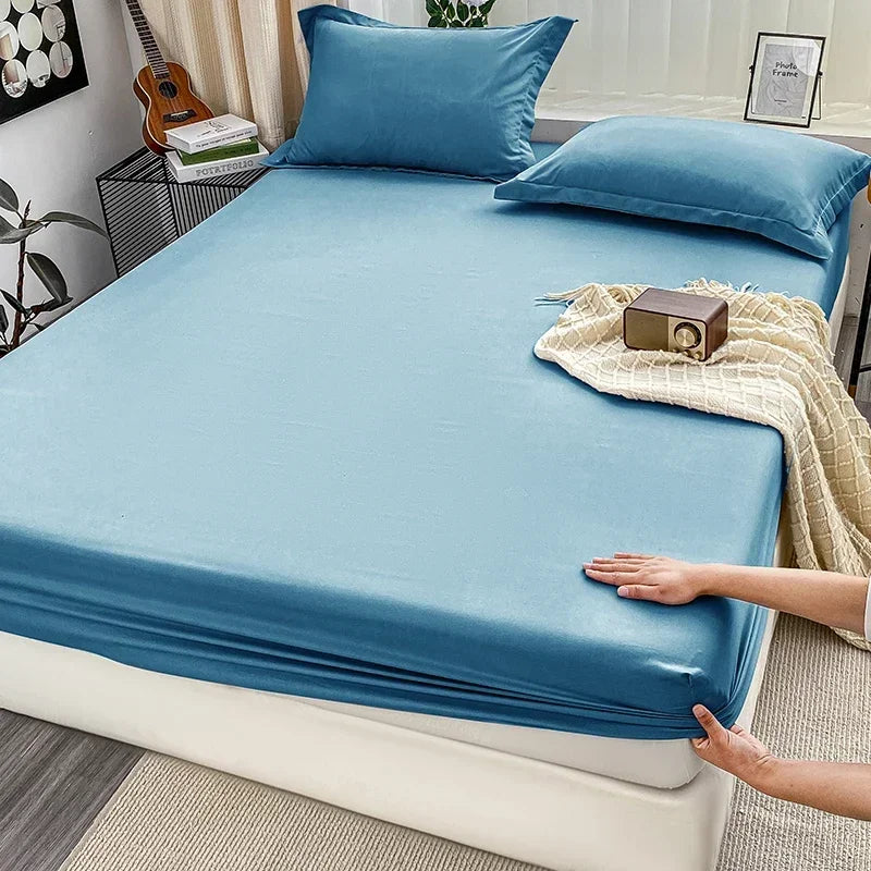 Sábana bajera cepillada de color sólido de primera calidad, tejido de satén ultrasuave para noches acogedoras: ropa de cama hipoalergénica y de fácil cuidado