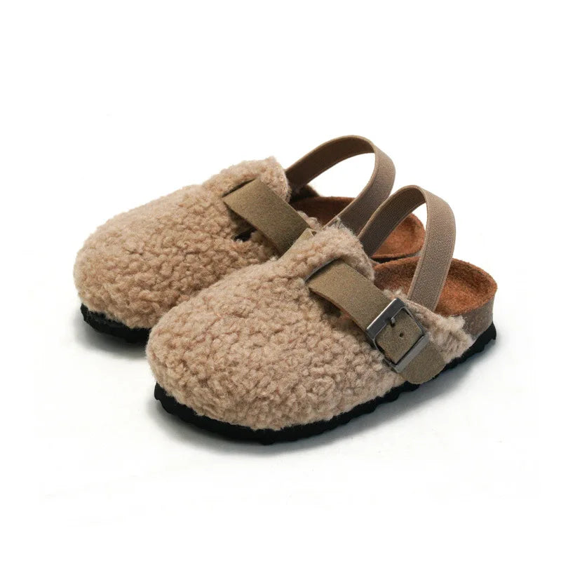 Sandalias de corcho para niños y niñas, zapatos de exterior de sandalias cálidas, calzado para preandador, otoño e invierno, novedad