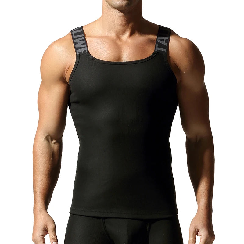 Camisetas sin mangas a la moda para hombre, chaleco deportivo de entrenamiento sin mangas, camisolas acanaladas con tirantes elásticos de Color sólido, camisetas interiores ajustadas
