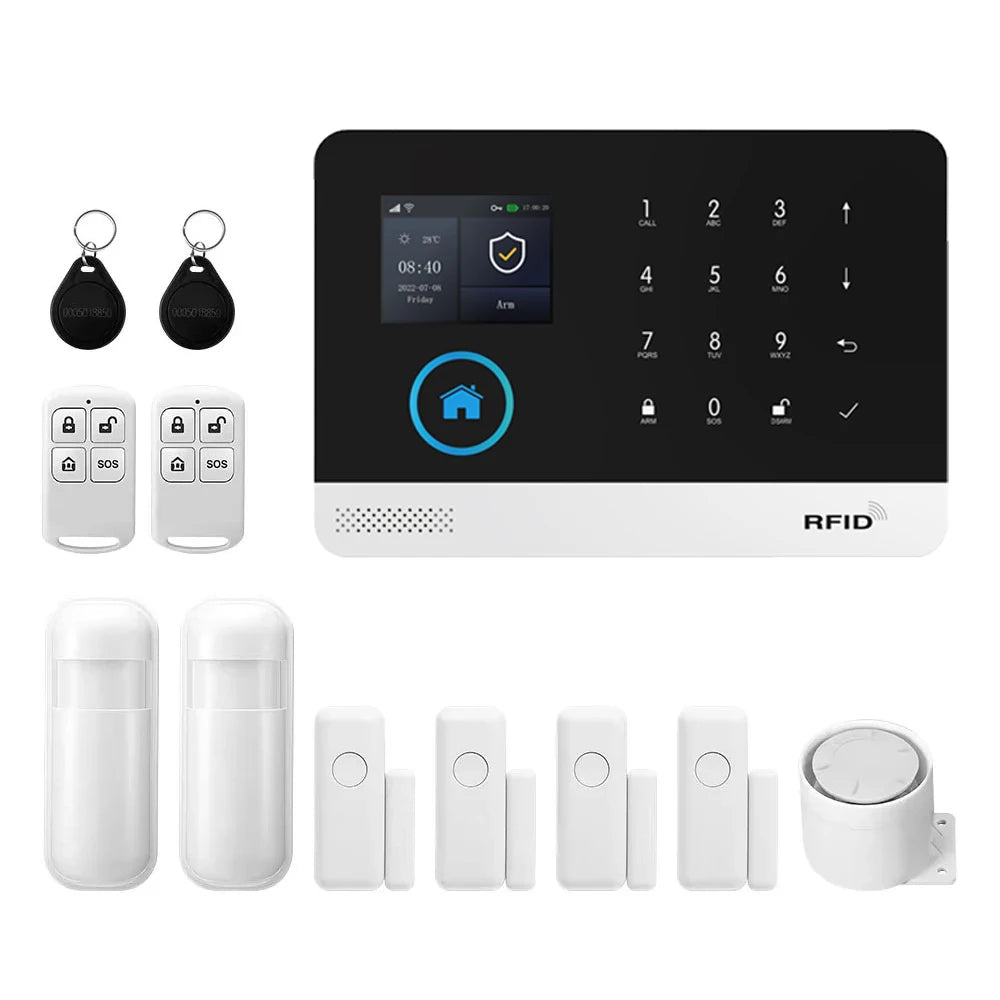 PGST alarma antirrobo inteligente WiFi 4G Works with Tuya Smart Life sistema seguridad inalámbrico hogar apartamento control remoto app sensores puerta ventana instalación rápida sin tarifas adicionales