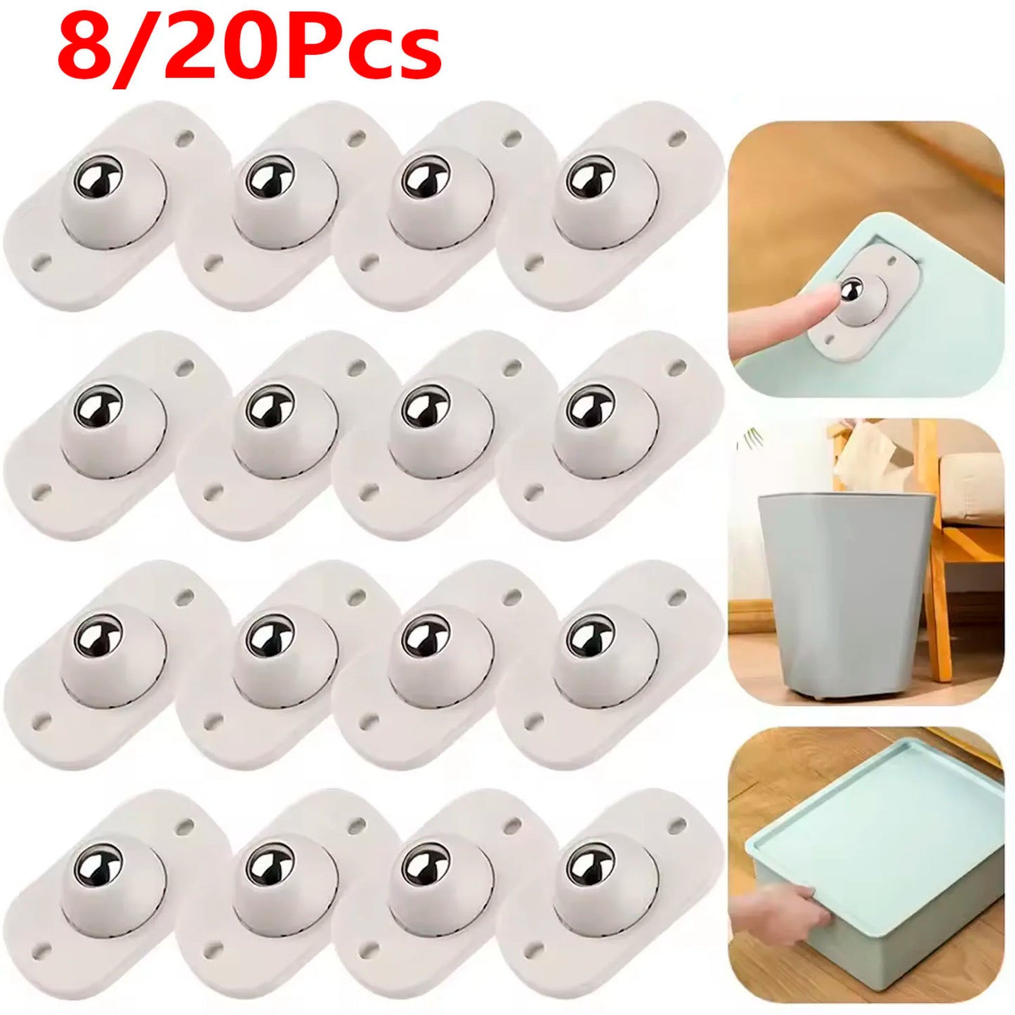 Ruedas Giratorias Mini Autoadhesivas de Acero Inoxidable, Polea Universal con Rotación de 360 Grados para Muebles y Cajas de Almacenamiento