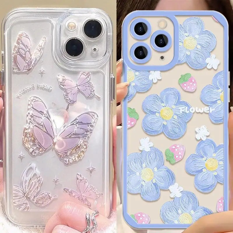Funda de teléfono con forma de mariposa y flor para Realme C53 C55 C67 C63 C33 C30 C35 C51 C21Y C25Y C20 C15 C21 8i 9i 9 10 12 Pro Plus 8 5G