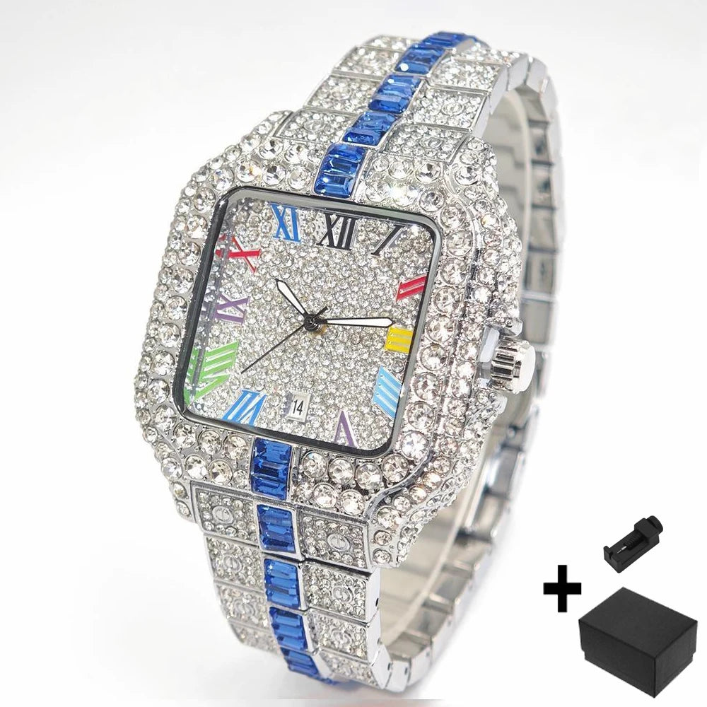Reloj de pulsera de cuarzo cuadrado para hombre, joyería ostentosa de Hip Hop, marca UNIGUET, joyería ostentosa, moda novedosa, envío directo