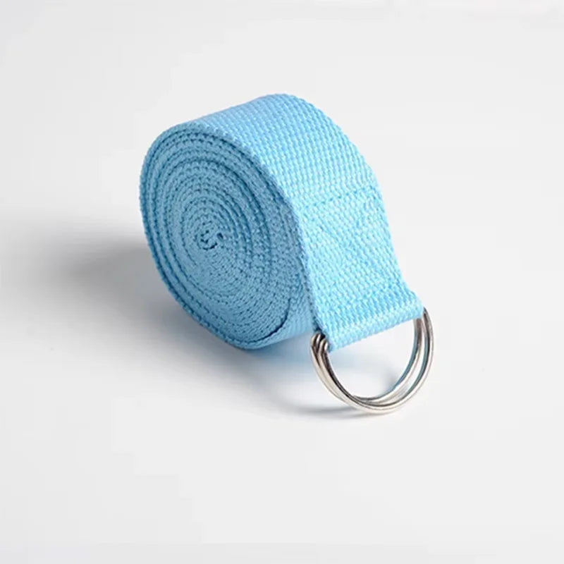 Correa de Yoga de 183x3,8 cm, cinturón de Yoga de algodón para ejercicio, hebilla de anillo en D elástica tejida ajustable, bandas de estiramiento para Fitness, cuerda de Pilates
