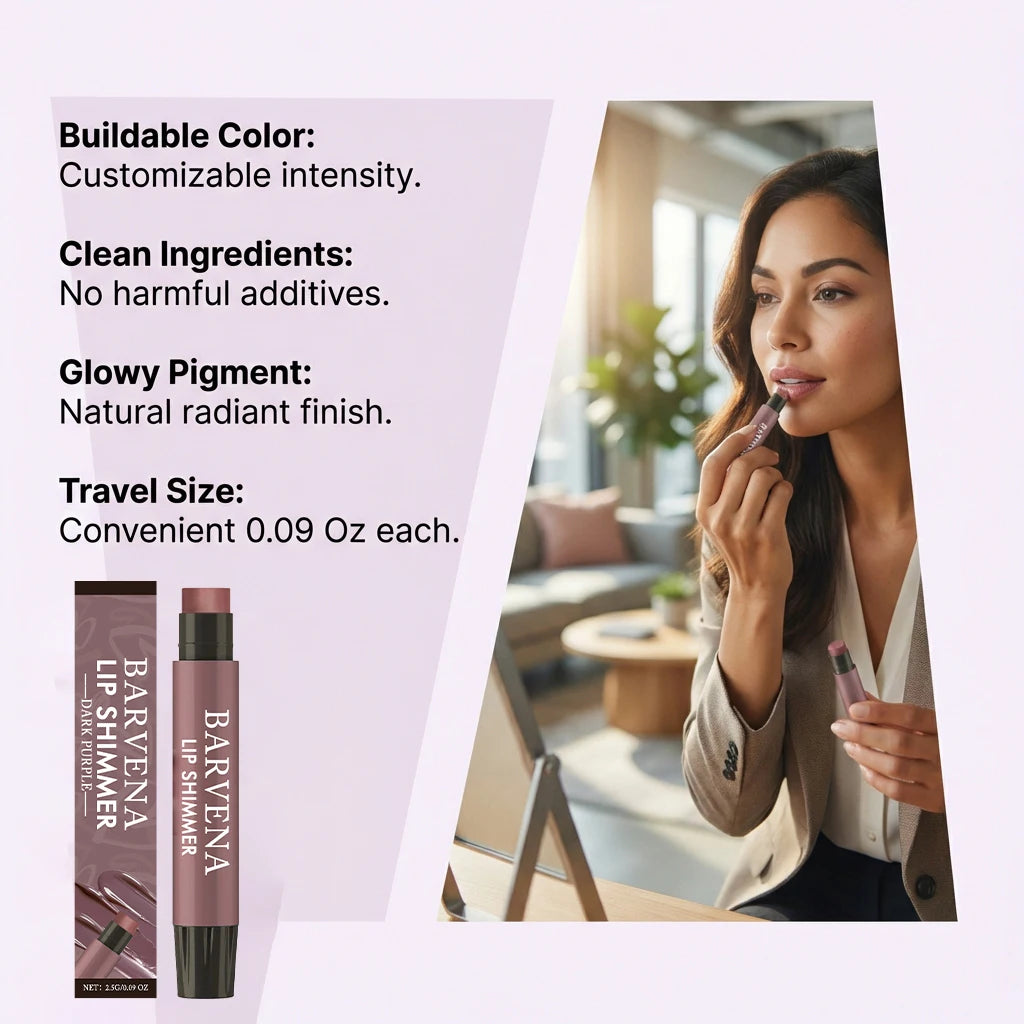 Brillo Labial con Tinte Morado Oscuro, Bálsamo Labial en Barra de Larga Duración, Hidratación con Acabado Natural Luminoso, Maquillaje Humectante y Nutritivo