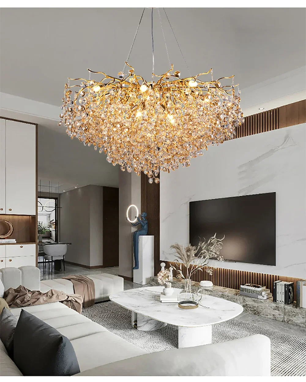Candelabro de techo moderno para sala de estar, lámpara colgante de cristal de lujo para decoración Interior de Hotel y cocina, accesorio de iluminación