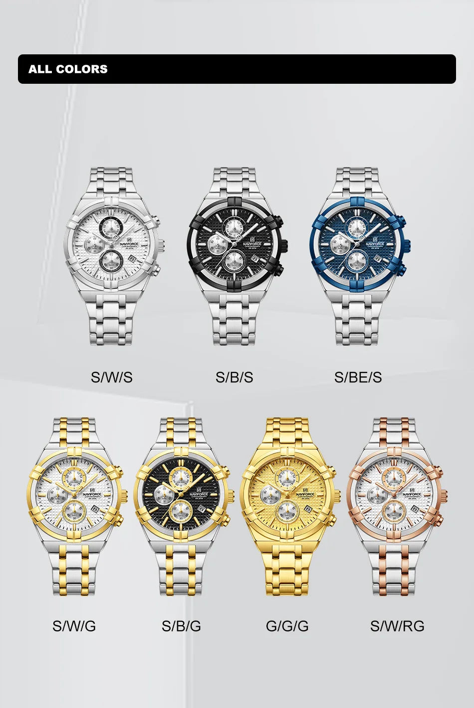 NAVIFORCE relojes originales para hombre, cronógrafo deportivo de cuarzo a la moda, reloj de pulsera para hombre Simple salvaje resistente al agua con pantalla