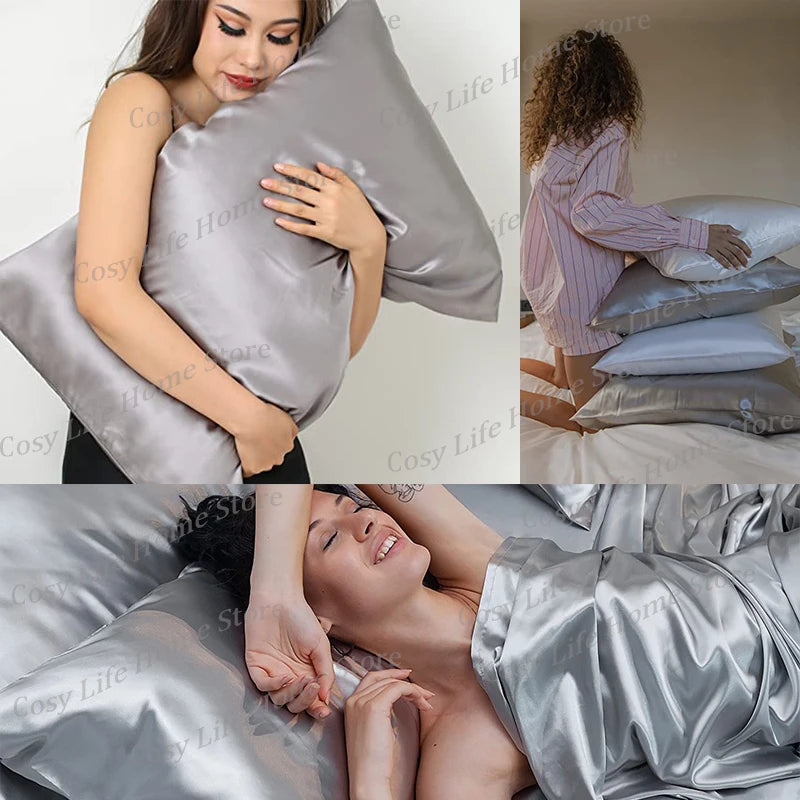 100% juegos de cama de seda pura, funda de edredón de alta gama, funda nórdica, sábanas, fundas de almohada, 4 Uds., juegos de ropa de cama de lujo Natural